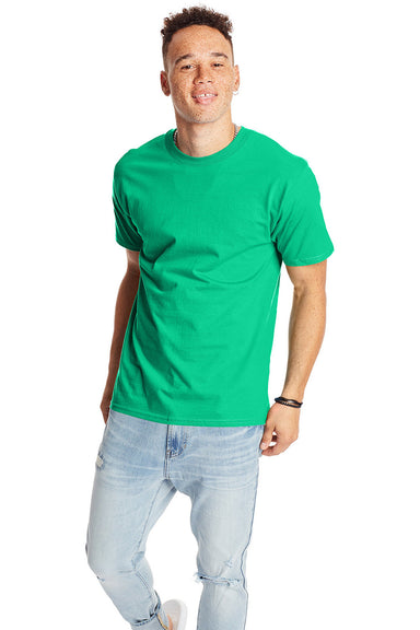 Hanes 5180/518T Mens Beefy-T Short Sleeve Crewneck T-Shirt Kelly Green Model Front