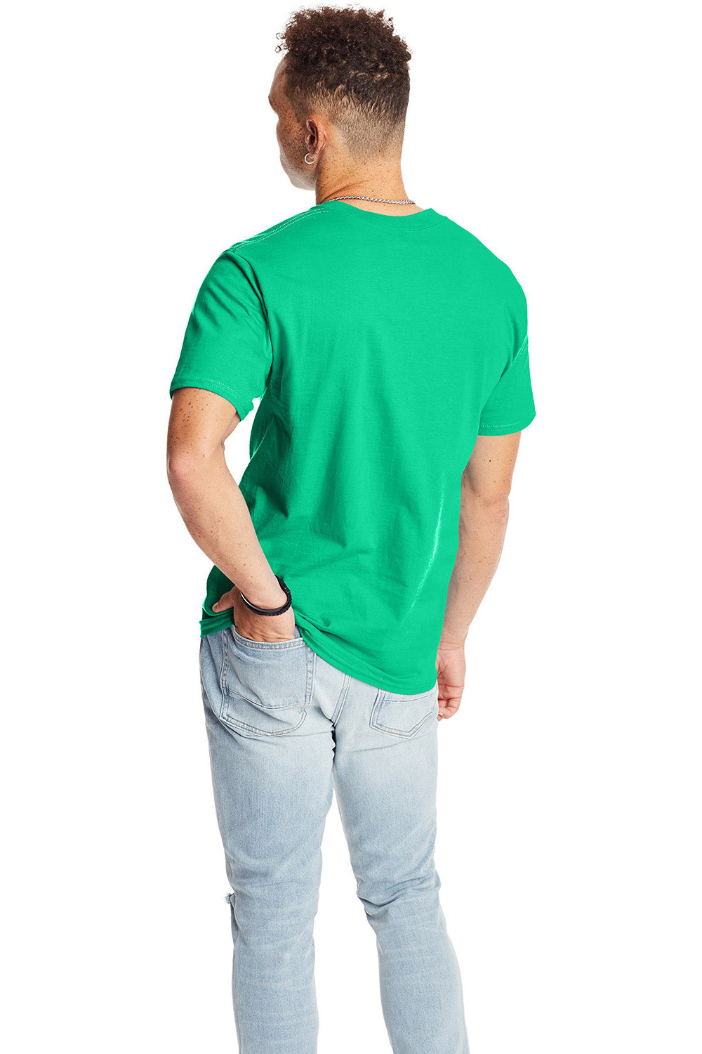 Hanes 5180/518T Mens Beefy-T Short Sleeve Crewneck T-Shirt Kelly Green Model Back