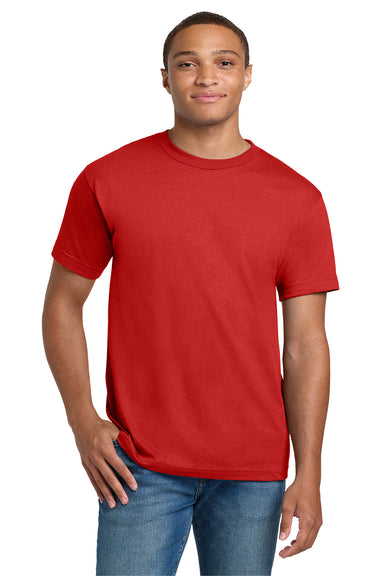 Hanes 5180/518T Mens Beefy-T Short Sleeve Crewneck T-Shirt Athletic Red Model Front