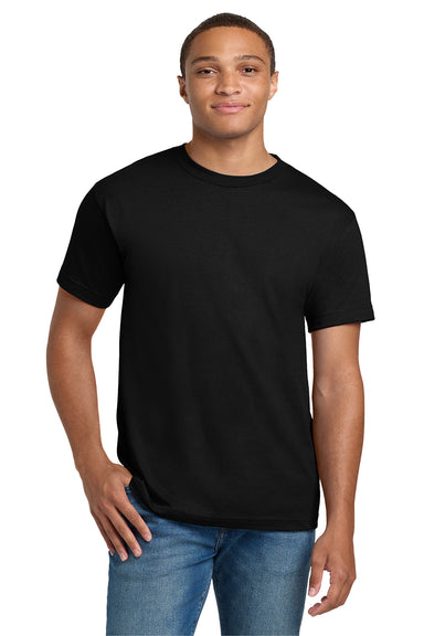 Hanes 5180/518T Mens Beefy-T Short Sleeve Crewneck T-Shirt Black Model Front