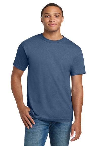 Hanes 5180/518T Mens Beefy-T Short Sleeve Crewneck T-Shirt Denim Blue Model Front