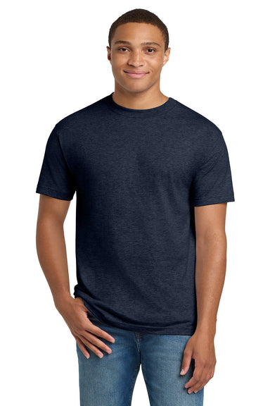 Hanes 5180/518T Mens Beefy-T Short Sleeve Crewneck T-Shirt Heather Navy Blue Model Front