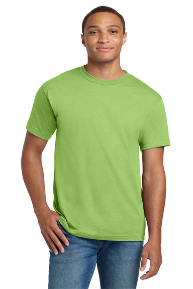 Hanes 5180/518T Mens Beefy-T Short Sleeve Crewneck T-Shirt Lime Green Model Front