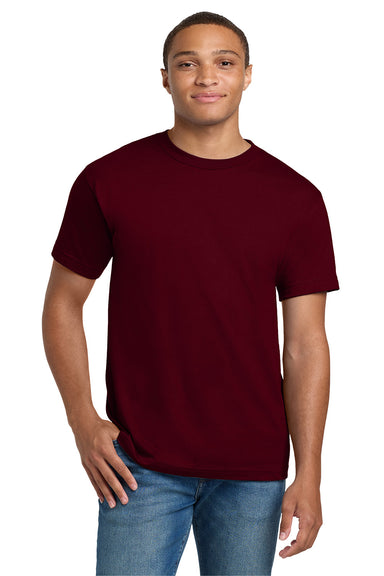 Hanes 5180/518T Mens Beefy-T Short Sleeve Crewneck T-Shirt Maroon Model Front