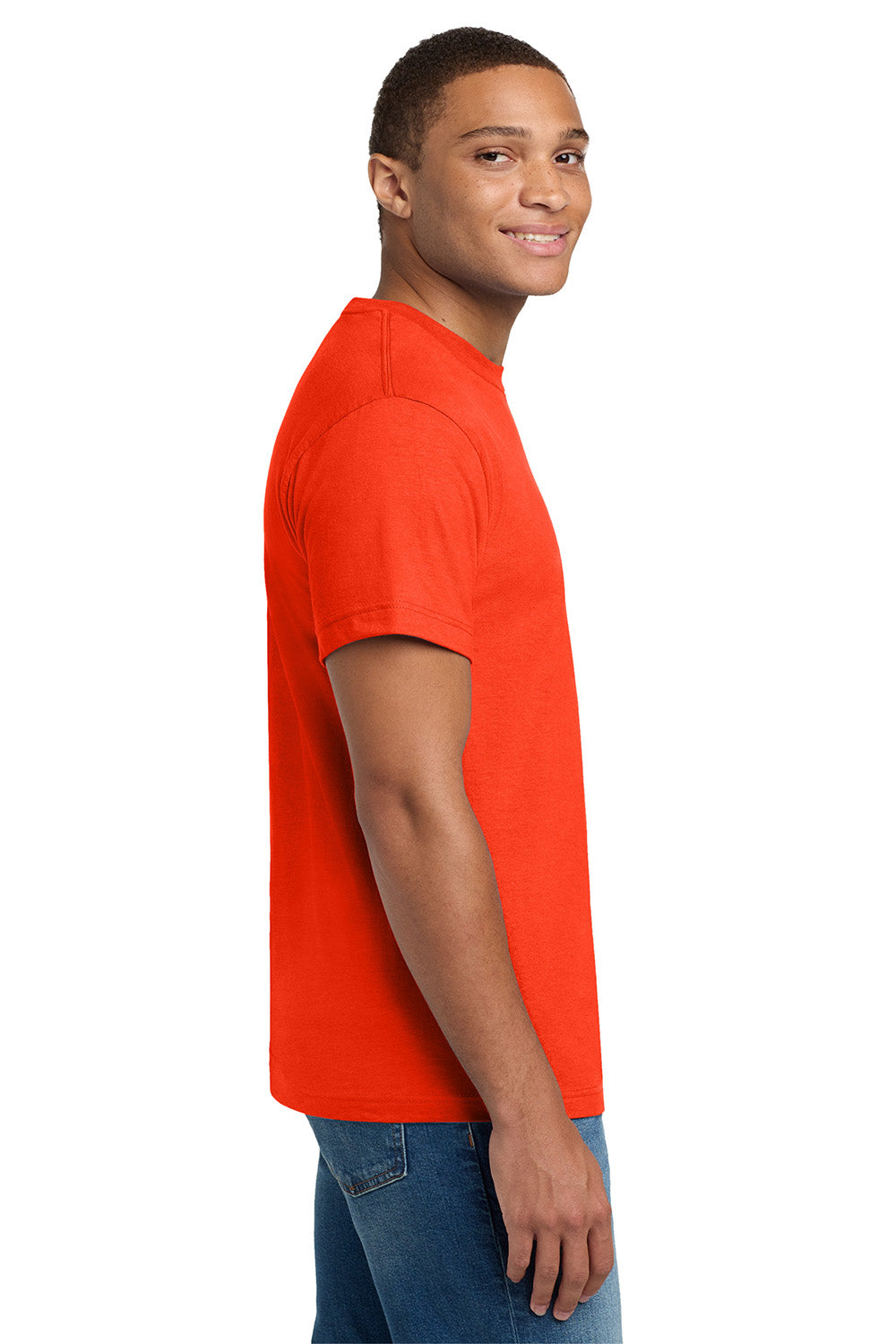 Hanes 5180/518T Mens Beefy-T Short Sleeve Crewneck T-Shirt Orange Model Side