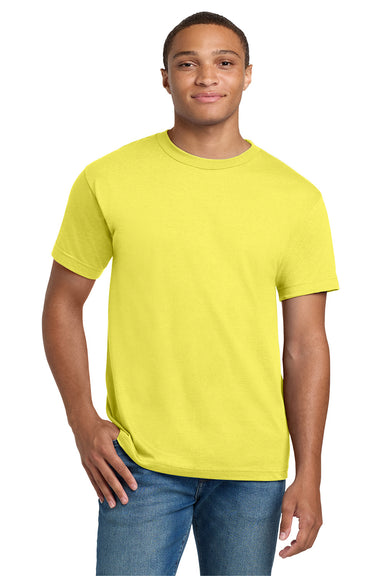 Hanes 5180/518T Mens Beefy-T Short Sleeve Crewneck T-Shirt Yellow Model Front