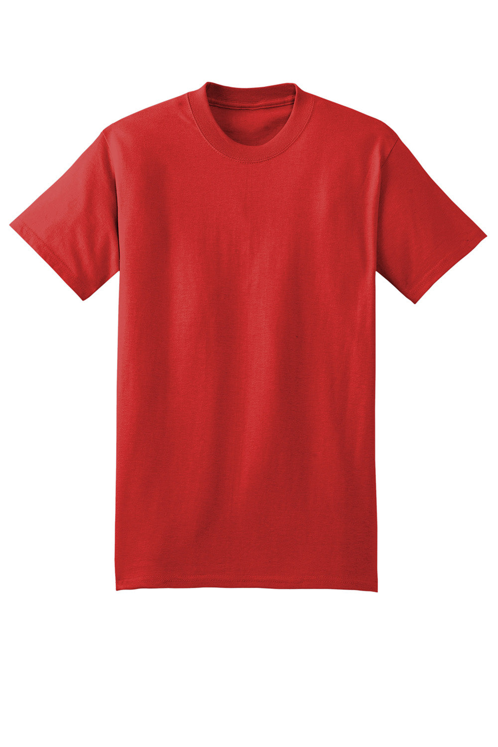 Hanes 5180/518T Mens Beefy-T Short Sleeve Crewneck T-Shirt Athletic Red Flat Front