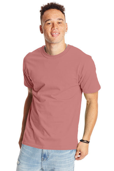 Hanes 5180/518T Mens Beefy-T Short Sleeve Crewneck T-Shirt Mauve Model Front