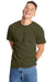 Hanes 5180/518T Mens Beefy-T Short Sleeve Crewneck T-Shirt Heather Military Green Model Front