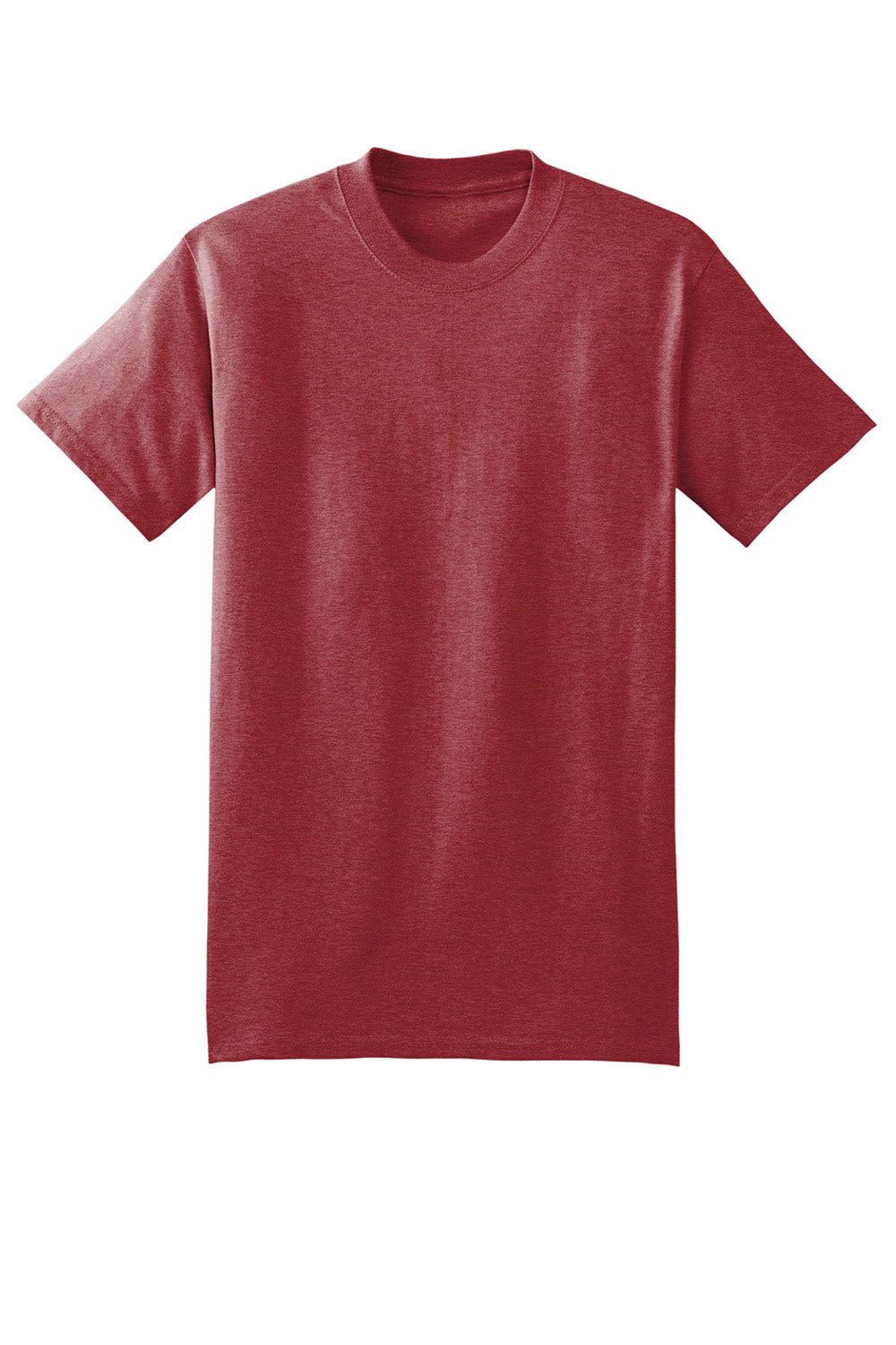 Hanes 5180/518T Mens Beefy-T Short Sleeve Crewneck T-Shirt Heather Red Flat Front