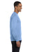 Hanes 5186 Mens Beefy-T Long Sleeve Crewneck T-Shirt Light Blue Model Side