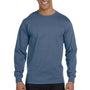 Hanes Mens Beefy-T Long Sleeve Crewneck T-Shirt - Denim Blue