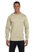 Hanes 5186 Mens Beefy-T Long Sleeve Crewneck T-Shirt Sand Model Front