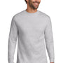 Hanes Mens Beefy-T Long Sleeve Crewneck T-Shirt - Ash Grey