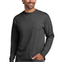 Hanes Mens Beefy-T Long Sleeve Crewneck T-Shirt - Heather Charcoal Grey