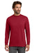 Hanes 5186 Mens Beefy-T Long Sleeve Crewneck T-Shirt Deep Red Model Front