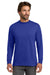 Hanes 5186 Mens Beefy-T Long Sleeve Crewneck T-Shirt Deep Royal Blue Model Front