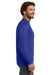 Hanes 5186 Mens Beefy-T Long Sleeve Crewneck T-Shirt Deep Royal Blue Model Side