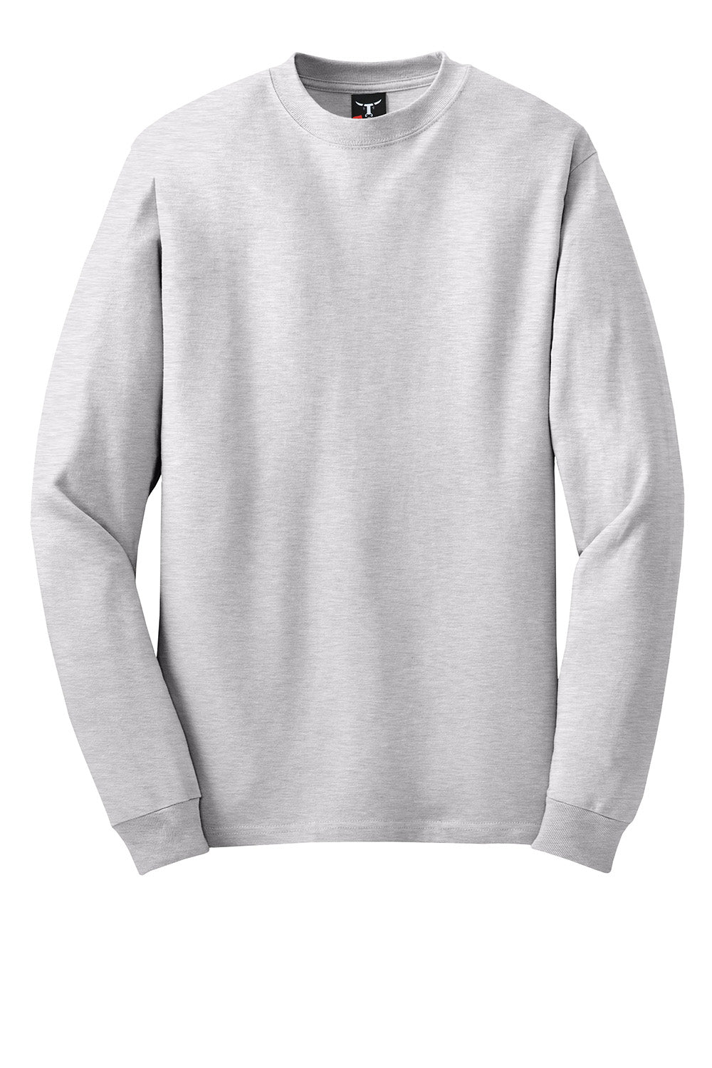 Hanes 5186 Mens Beefy-T Long Sleeve Crewneck T-Shirt Ash Grey Flat Front