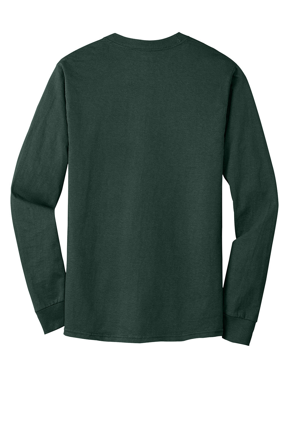 Hanes 5186 Mens Beefy-T Long Sleeve Crewneck T-Shirt Deep Forest Green Flat Back