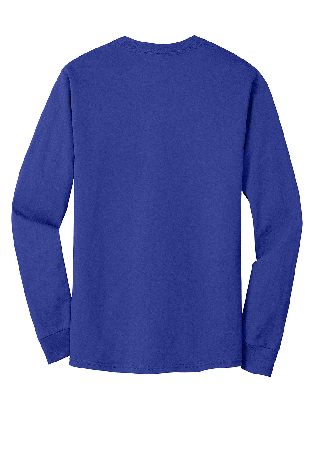 Hanes 5186 Mens Beefy-T Long Sleeve Crewneck T-Shirt Deep Royal Blue Flat Back