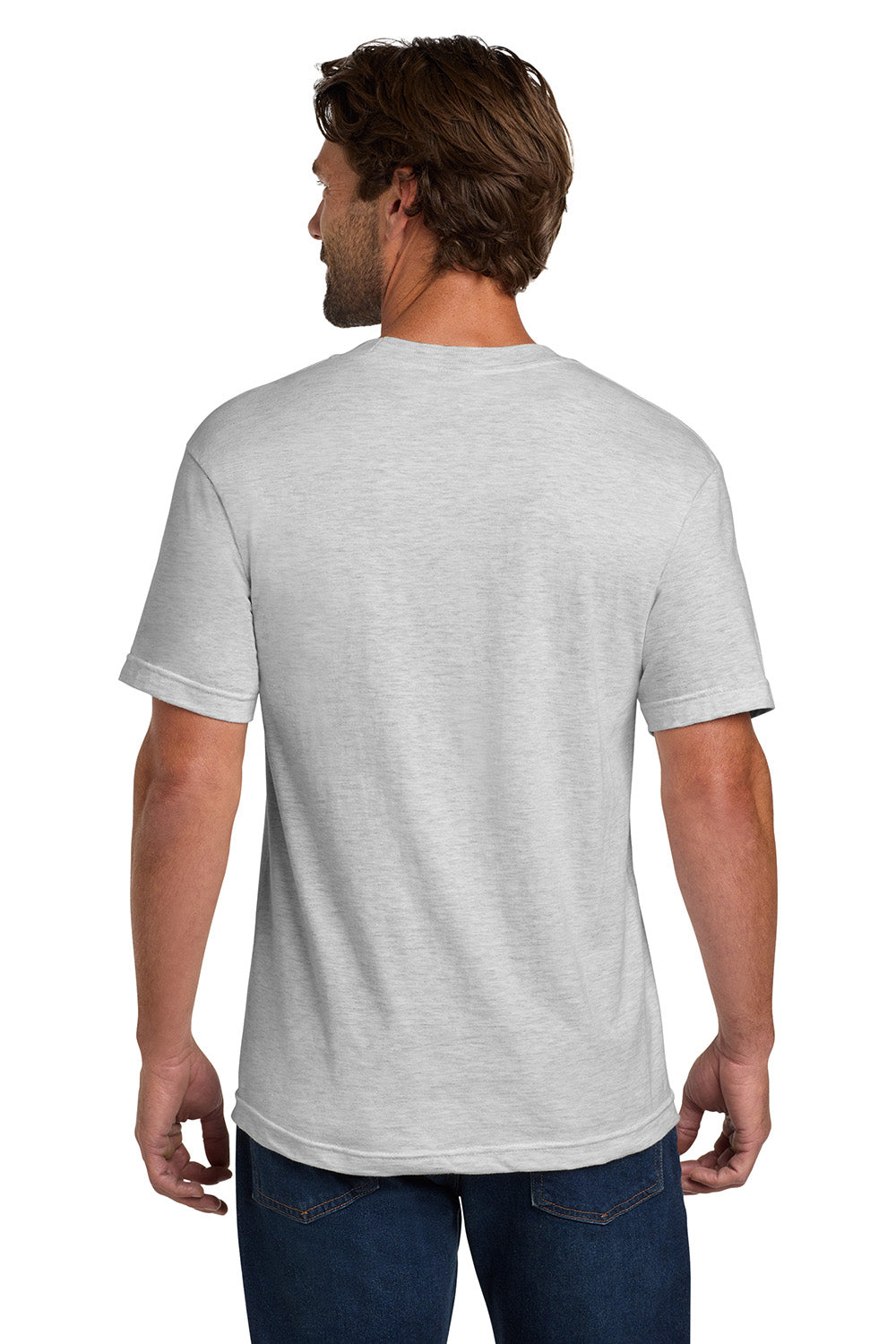 Hanes 5190/5190P Mens Beefy-T Short Sleeve Crewneck T-Shirt w/ Pocket Ash Grey Model Back