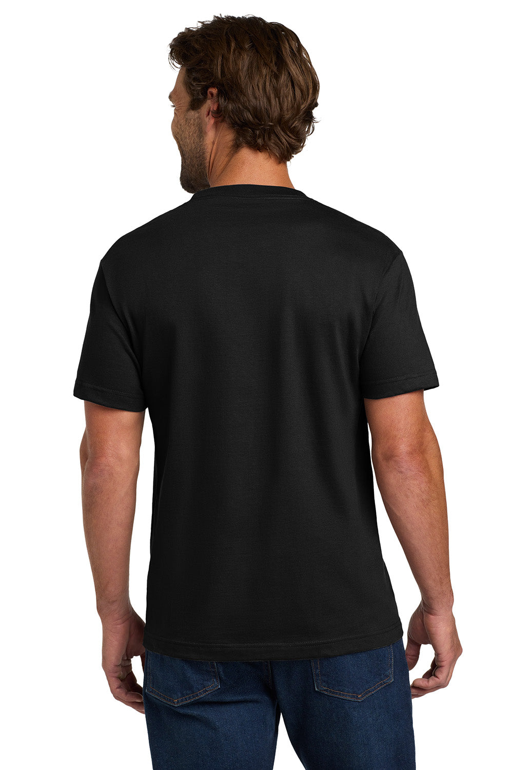 Hanes 5190/5190P Mens Beefy-T Short Sleeve Crewneck T-Shirt w/ Pocket Black Model Back