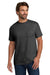 Hanes 5190/5190P Mens Beefy-T Short Sleeve Crewneck T-Shirt w/ Pocket Heather Charcoal Grey Model Front