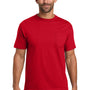 Hanes Mens Beefy-T Short Sleeve Crewneck T-Shirt w/ Pocket - Deep Red