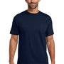 Hanes Mens Beefy-T Short Sleeve Crewneck T-Shirt w/ Pocket - Navy Blue