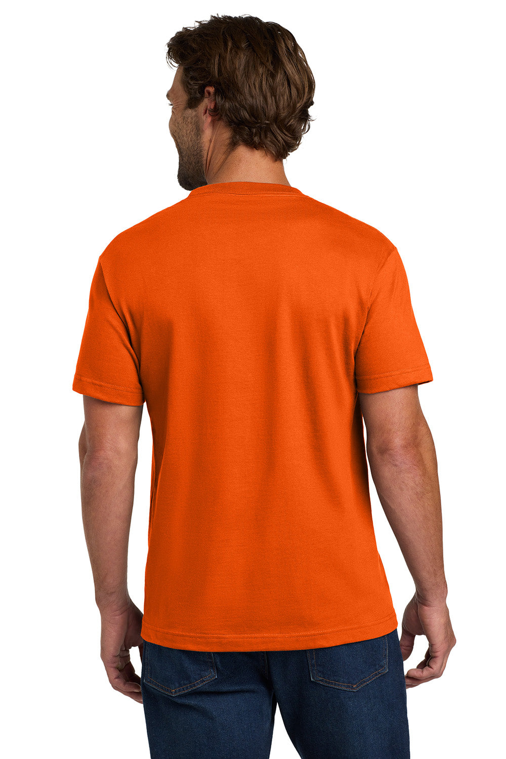 Hanes 5190/5190P Mens Beefy-T Short Sleeve Crewneck T-Shirt w/ Pocket Orange Model Back