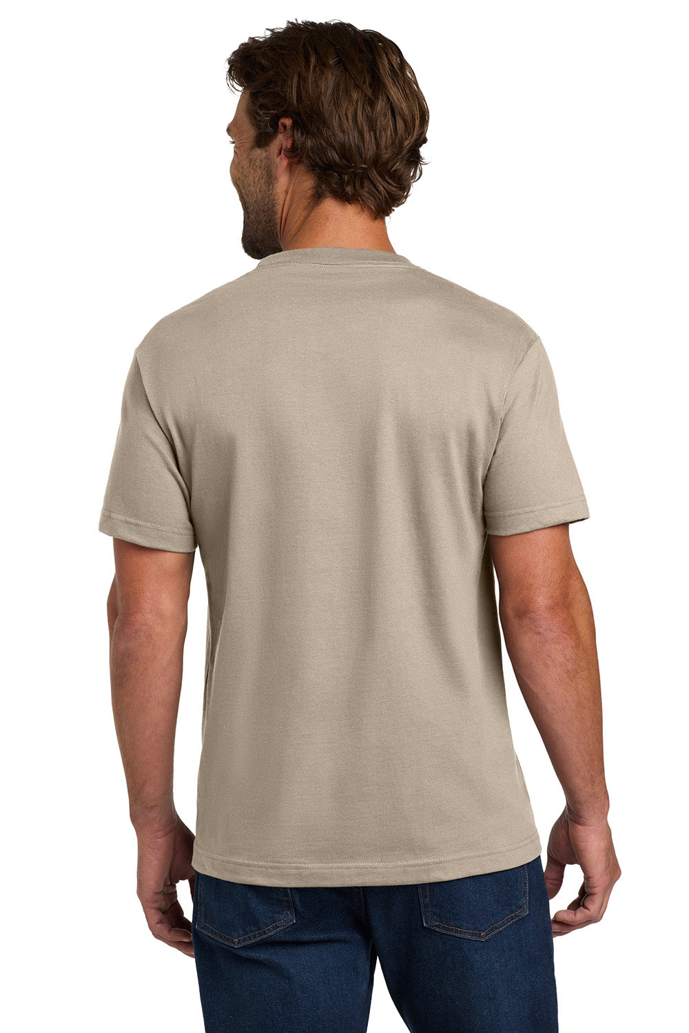 Hanes 5190/5190P Mens Beefy-T Short Sleeve Crewneck T-Shirt w/ Pocket Sand Model Back