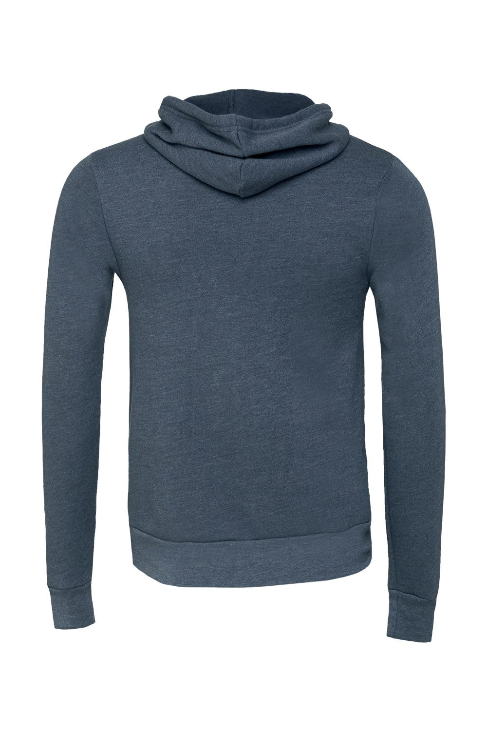 Bella + Canvas BC3719/3719 Mens Sponge Fleece Hooded Sweatshirt Hoodie Heather Navy Blue Flat Back