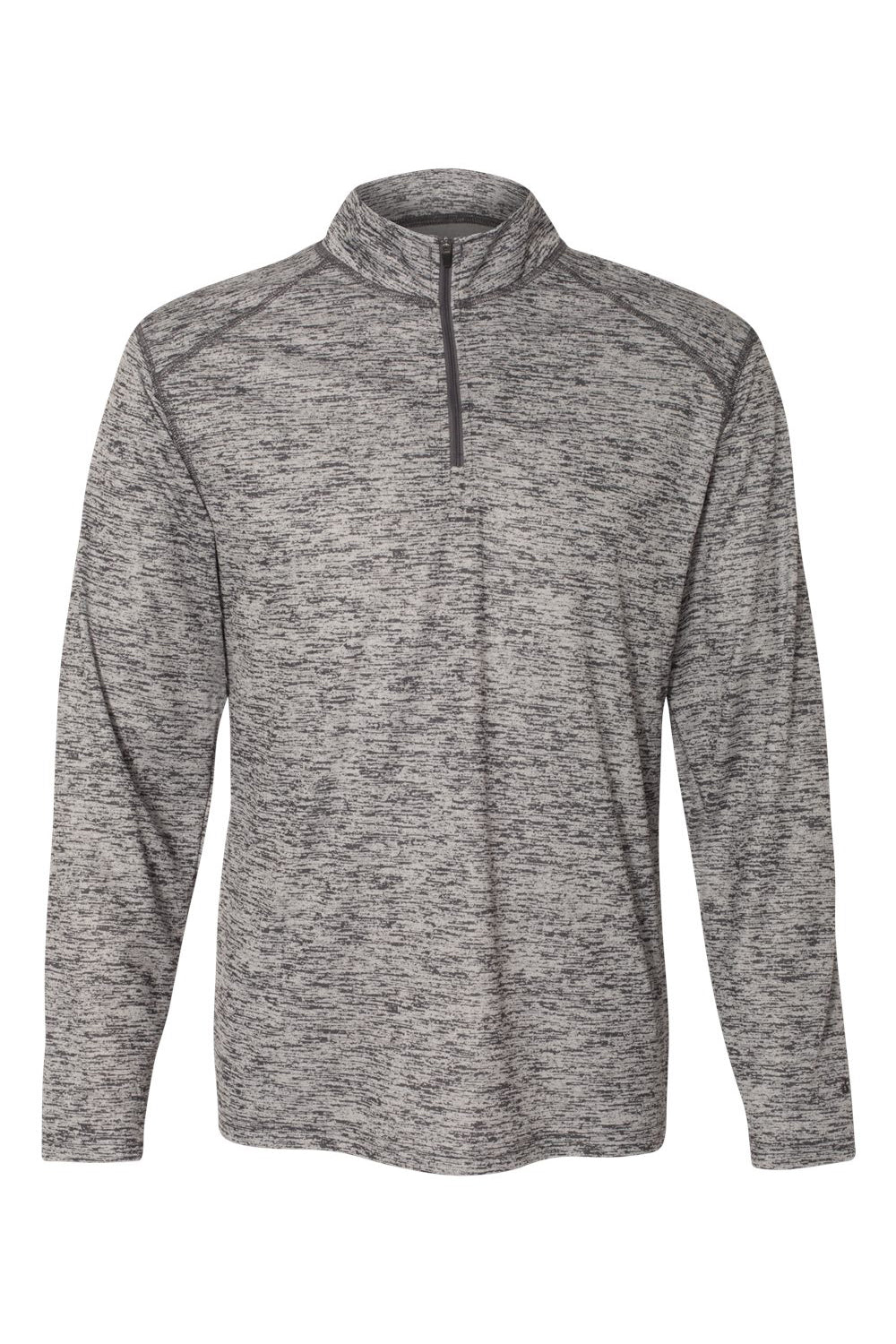 Badger 4172 Mens Tonal Blend Moisture Wicking 1/4 Zip Pullover Graphite Tonal Blend Flat Front