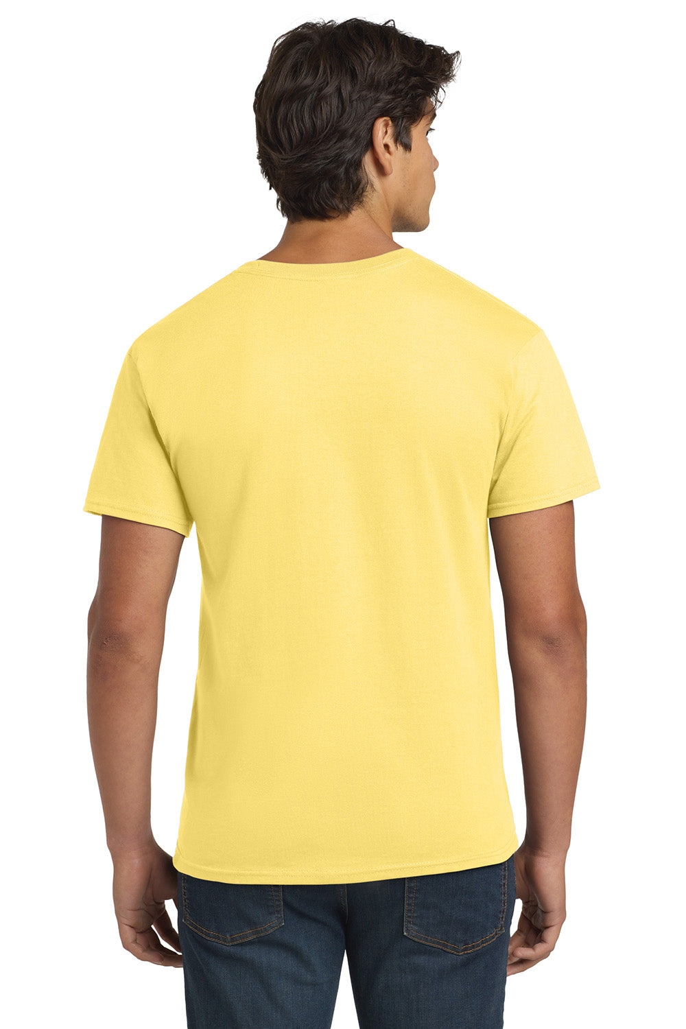 Hanes 5250/5250T Mens ComfortSoft Short Sleeve Crewneck T-Shirt Daffodil Yellow Model Back