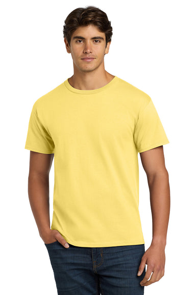 Hanes 5250/5250T Mens ComfortSoft Short Sleeve Crewneck T-Shirt Daffodil Yellow Model Front