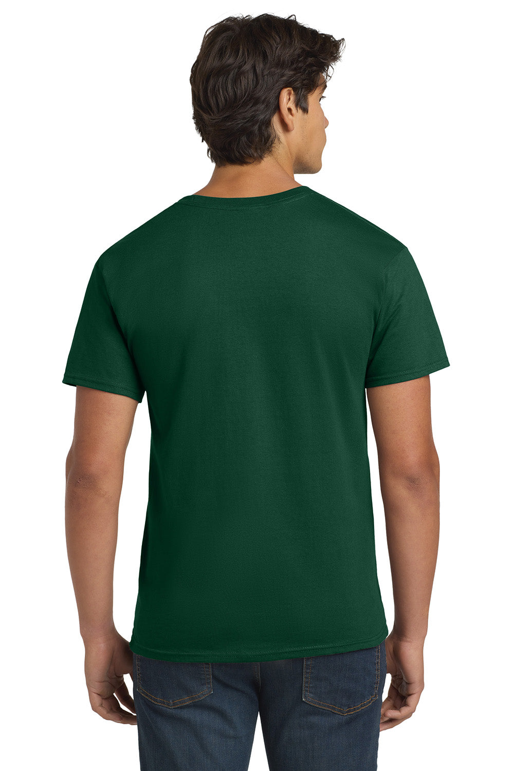 Hanes 5250/5250T Mens ComfortSoft Short Sleeve Crewneck T-Shirt Deep Forest Green Model Back