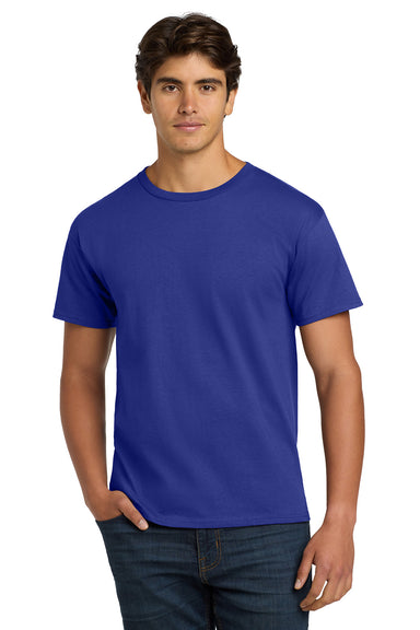 Hanes 5250/5250T Mens ComfortSoft Short Sleeve Crewneck T-Shirt Deep Royal Blue Model Front