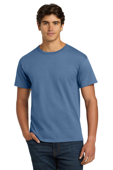 Hanes 5250/5250T Mens ComfortSoft Short Sleeve Crewneck T-Shirt Denim Blue Model Front