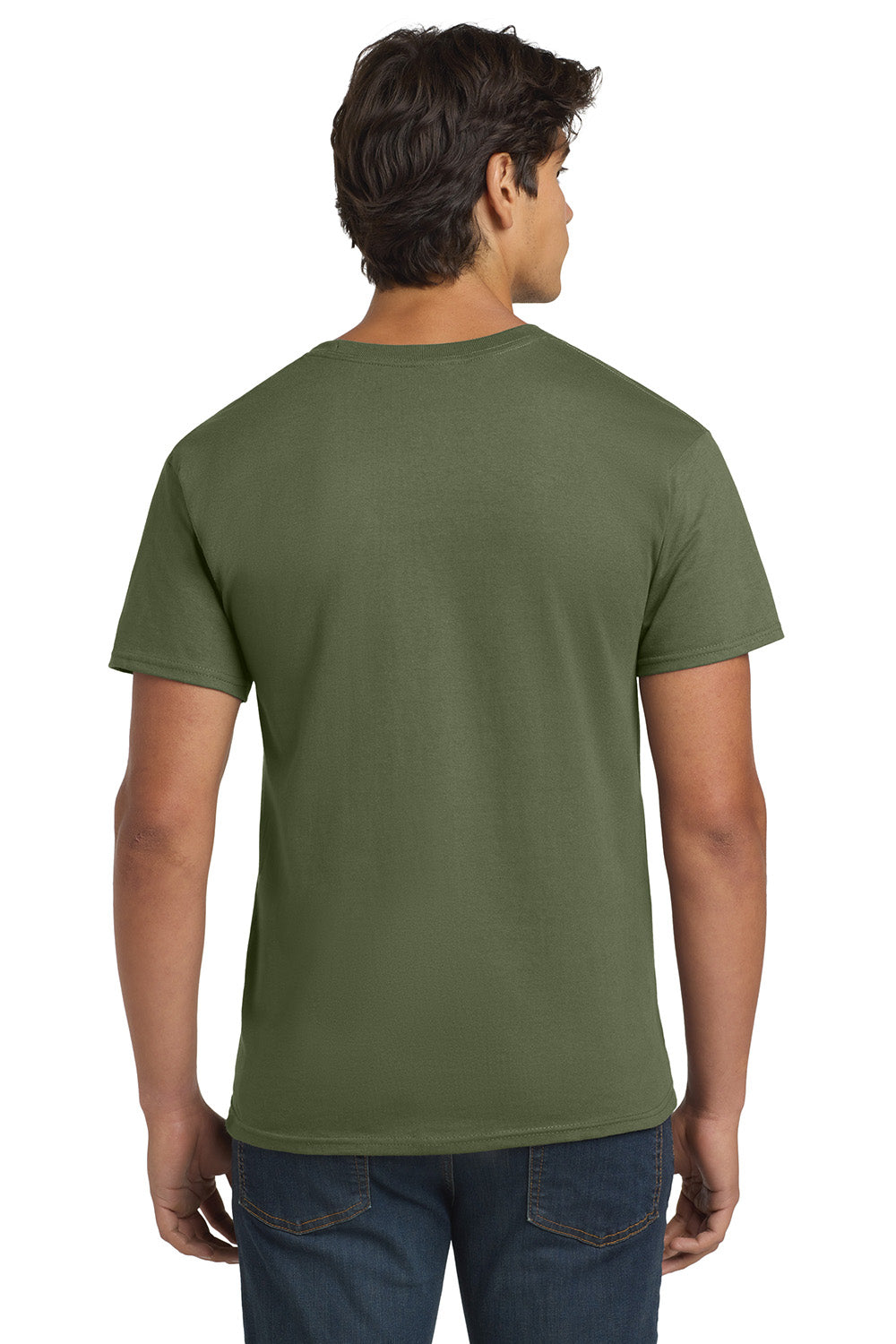 Hanes 5250/5250T Mens ComfortSoft Short Sleeve Crewneck T-Shirt Fatigue Green Model Back