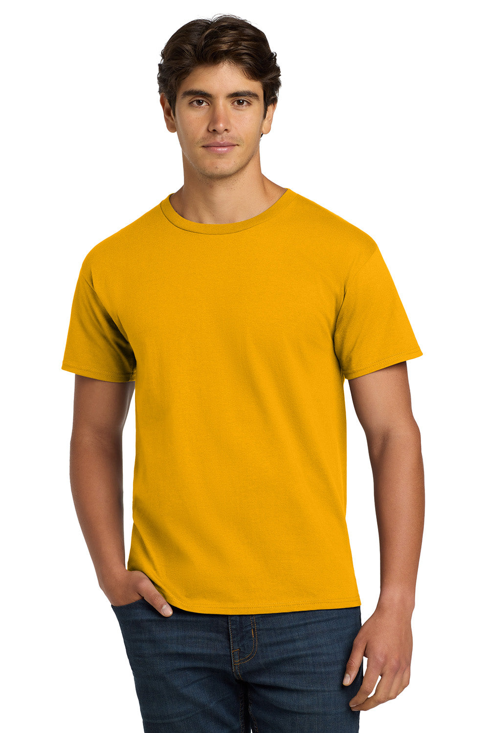 Hanes 5250/5250T Mens ComfortSoft Short Sleeve Crewneck T-Shirt Gold Model Front