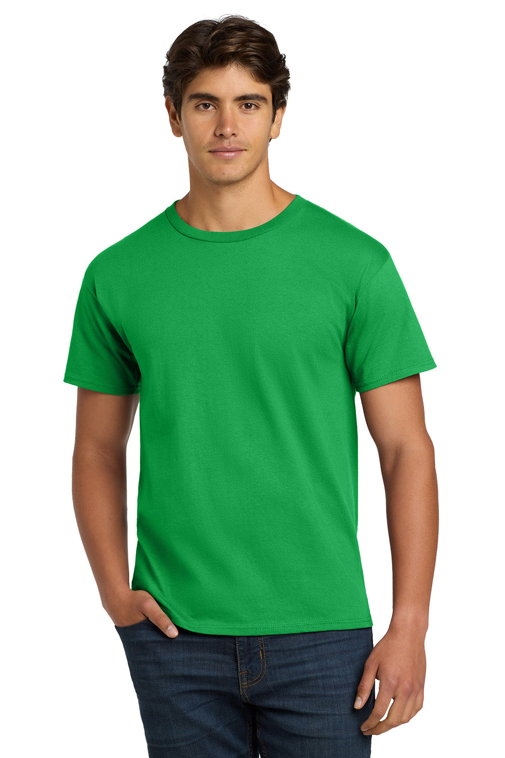 Hanes 5250/5250T Mens ComfortSoft Short Sleeve Crewneck T-Shirt Kelly Green Model Front