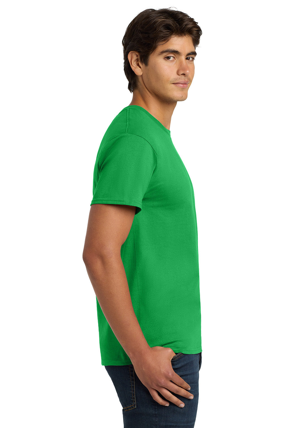 Hanes 5250/5250T Mens ComfortSoft Short Sleeve Crewneck T-Shirt Kelly Green Model Side