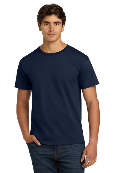 Hanes 5250/5250T Mens ComfortSoft Short Sleeve Crewneck T-Shirt Navy Blue Model Front