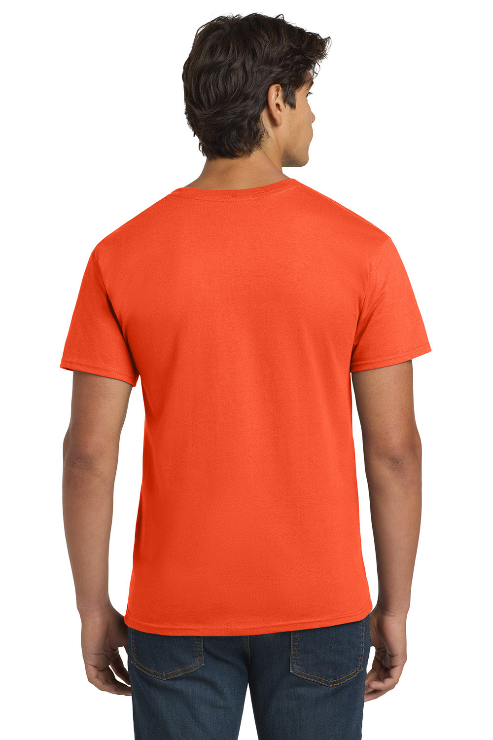 Hanes 5250/5250T Mens ComfortSoft Short Sleeve Crewneck T-Shirt Orange Model Back