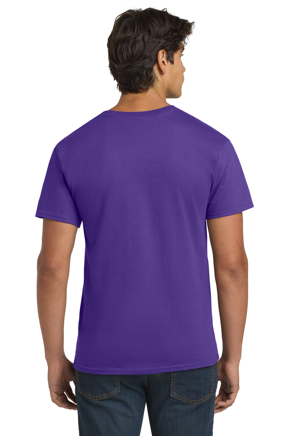 Hanes 5250/5250T Mens ComfortSoft Short Sleeve Crewneck T-Shirt Purple Model Back