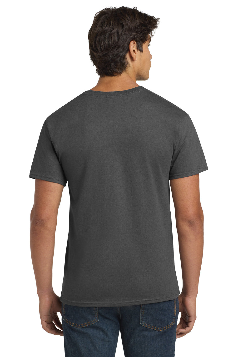 Hanes 5250/5250T Mens ComfortSoft Short Sleeve Crewneck T-Shirt Smoke Grey Model Back