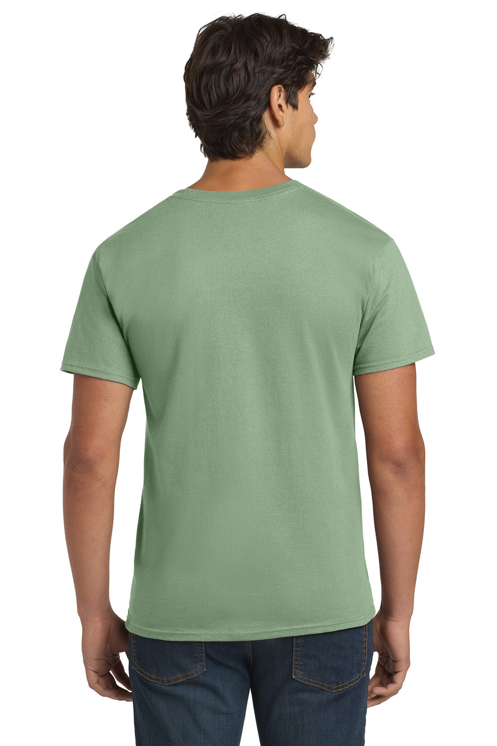 Hanes 5250/5250T Mens ComfortSoft Short Sleeve Crewneck T-Shirt Stonewashed Green Model Back