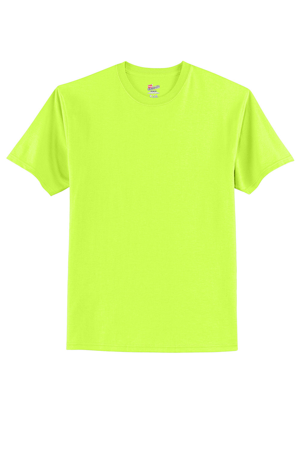 Hanes 5250/5250T Mens ComfortSoft Short Sleeve Crewneck T-Shirt Safety Green Flat Front