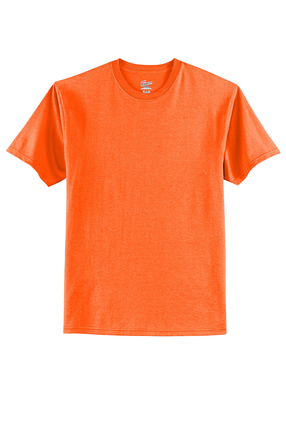 Hanes 5250/5250T Mens ComfortSoft Short Sleeve Crewneck T-Shirt Safety Orange Flat Front